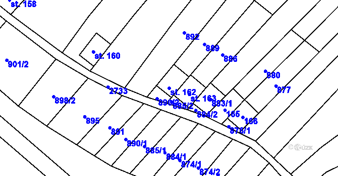 Parcela st. 162 v KÚ Veletiny, Katastrální mapa