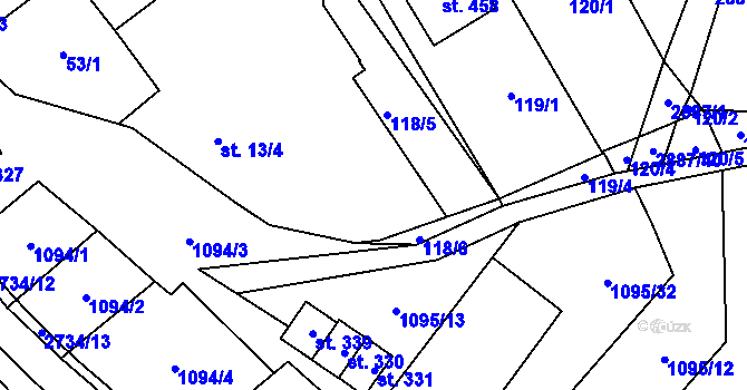 Parcela st. 220 v KÚ Veletiny, Katastrální mapa