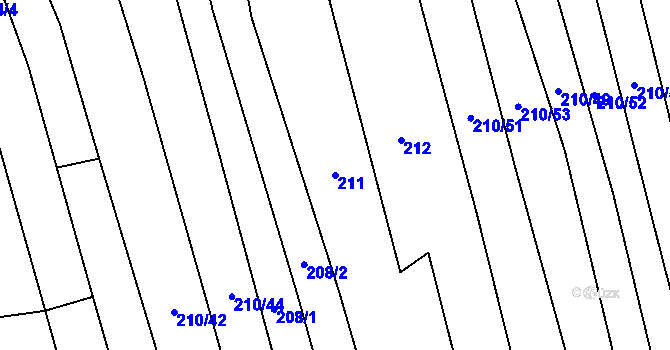 Parcela st. 211 v KÚ Veletiny, Katastrální mapa