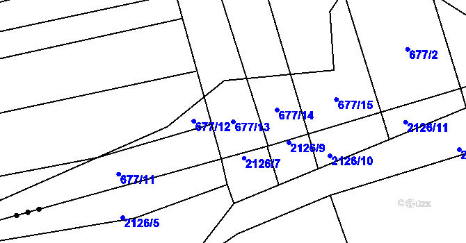 Parcela st. 677/13 v KÚ Veletiny, Katastrální mapa