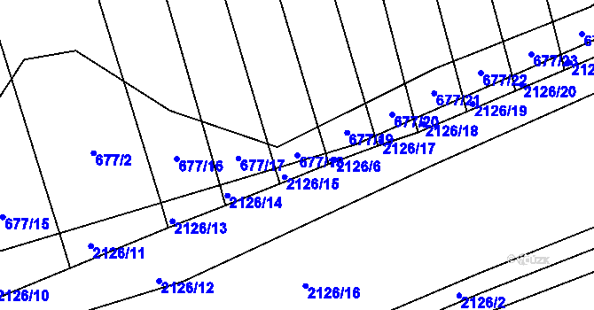 Parcela st. 677/18 v KÚ Veletiny, Katastrální mapa