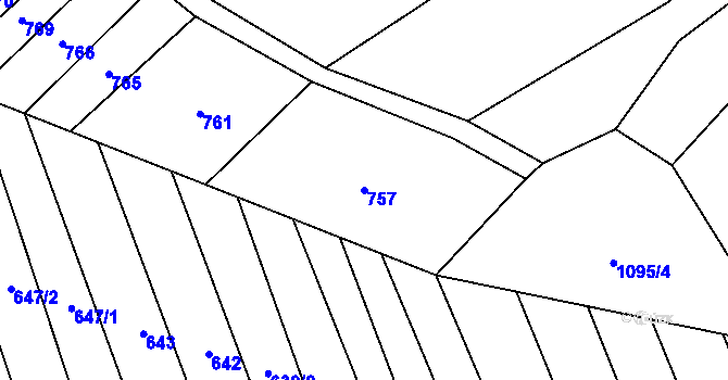 Parcela st. 757 v KÚ Veletiny, Katastrální mapa
