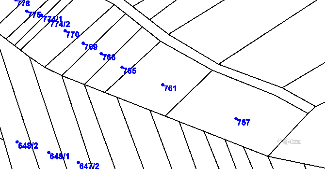 Parcela st. 761 v KÚ Veletiny, Katastrální mapa