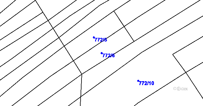 Parcela st. 772/6 v KÚ Veletiny, Katastrální mapa