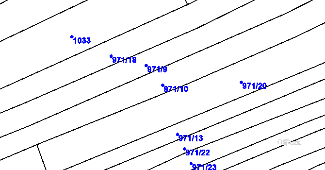 Parcela st. 971/10 v KÚ Veletiny, Katastrální mapa