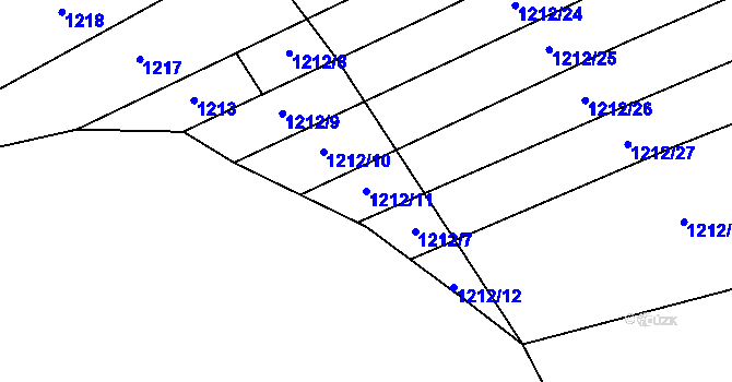 Parcela st. 1212/11 v KÚ Veletiny, Katastrální mapa