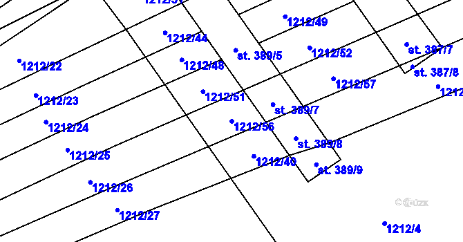 Parcela st. 1212/56 v KÚ Veletiny, Katastrální mapa