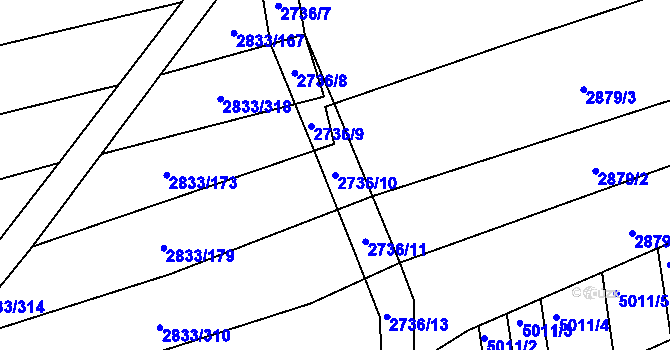 Parcela st. 2736/10 v KÚ Veletiny, Katastrální mapa