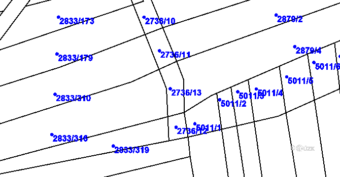Parcela st. 2736/13 v KÚ Veletiny, Katastrální mapa