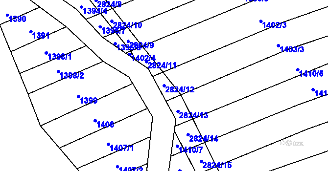 Parcela st. 2824/12 v KÚ Veletiny, Katastrální mapa