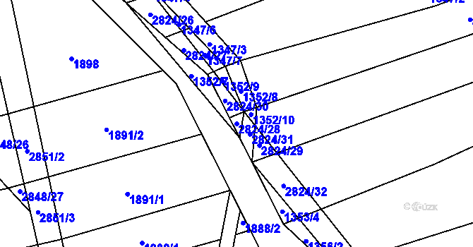 Parcela st. 2824/28 v KÚ Veletiny, Katastrální mapa