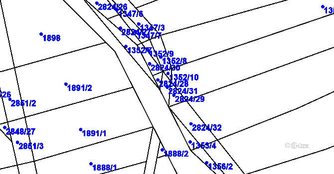 Parcela st. 2824/31 v KÚ Veletiny, Katastrální mapa