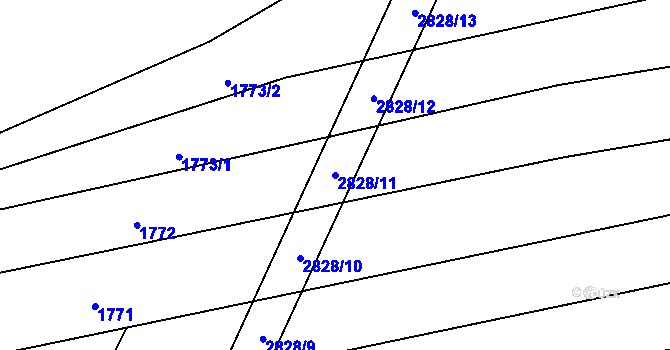 Parcela st. 2828/11 v KÚ Veletiny, Katastrální mapa