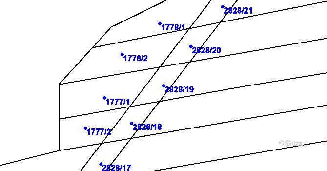Parcela st. 2828/19 v KÚ Veletiny, Katastrální mapa