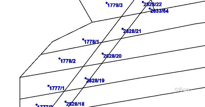 Parcela st. 2828/20 v KÚ Veletiny, Katastrální mapa