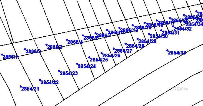 Parcela st. 2854/26 v KÚ Veletiny, Katastrální mapa