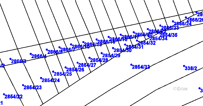 Parcela st. 2854/29 v KÚ Veletiny, Katastrální mapa