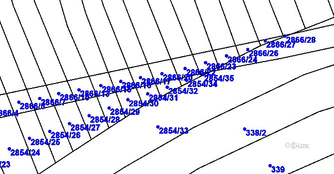 Parcela st. 2854/32 v KÚ Veletiny, Katastrální mapa
