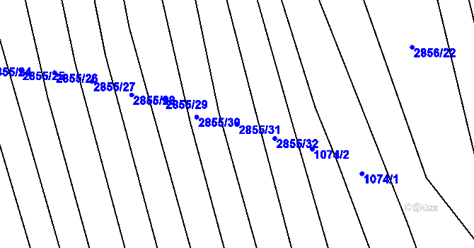 Parcela st. 2855/31 v KÚ Veletiny, Katastrální mapa