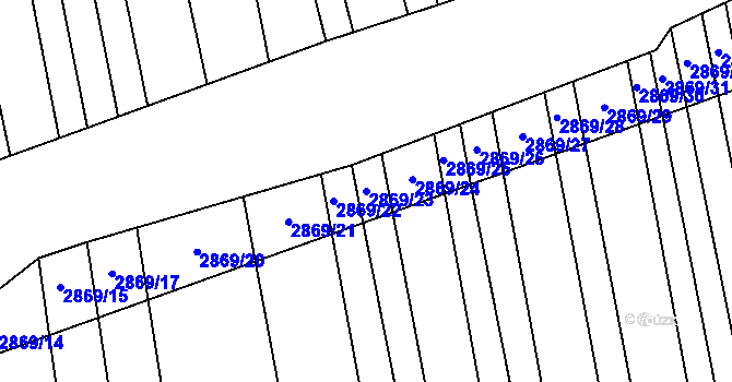 Parcela st. 2869/23 v KÚ Veletiny, Katastrální mapa