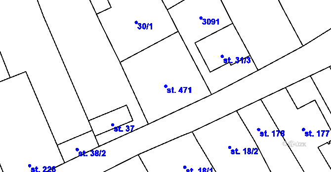 Parcela st. 471 v KÚ Veletiny, Katastrální mapa