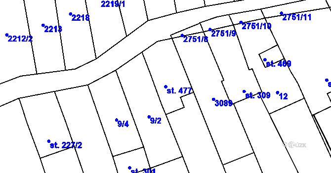 Parcela st. 477 v KÚ Veletiny, Katastrální mapa