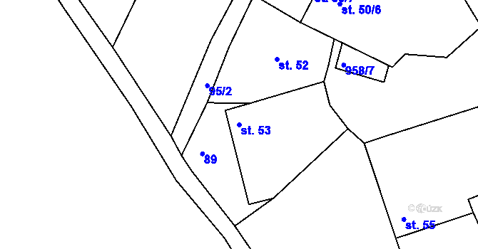 Parcela st. 53 v KÚ Veletov, Katastrální mapa