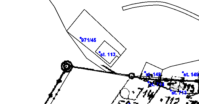 Parcela st. 113 v KÚ Veletov, Katastrální mapa
