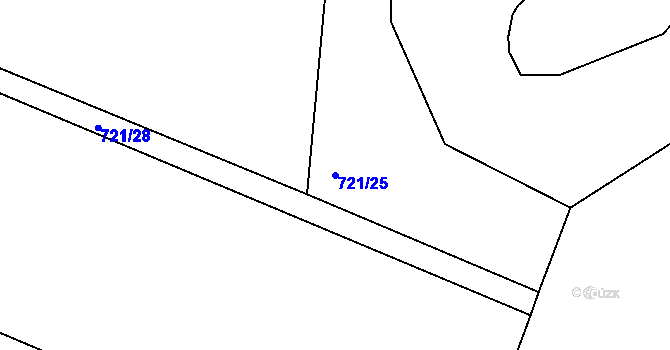 Parcela st. 721/25 v KÚ Veletov, Katastrální mapa