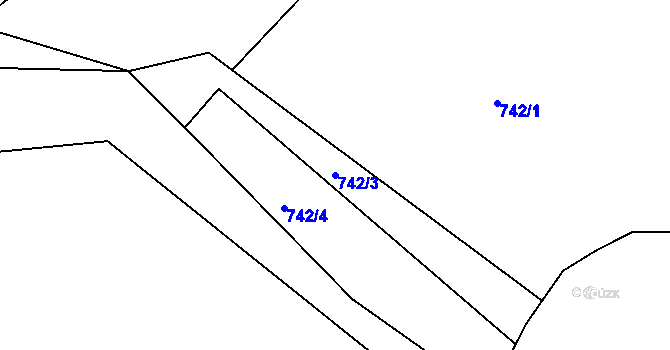 Parcela st. 742/3 v KÚ Veletov, Katastrální mapa