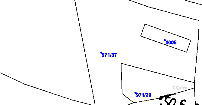 Parcela st. 971/37 v KÚ Veletov, Katastrální mapa