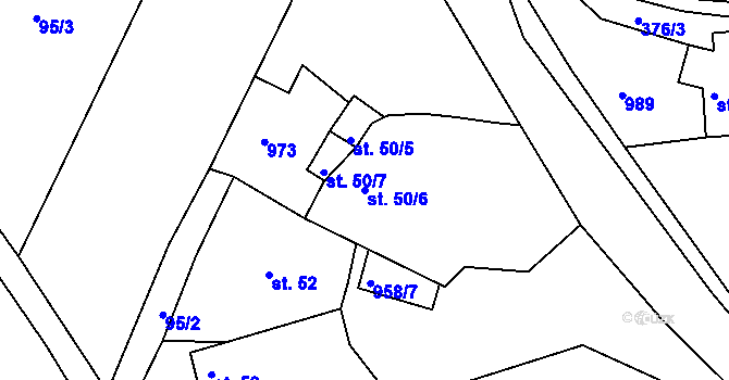 Parcela st. 50/6 v KÚ Veletov, Katastrální mapa