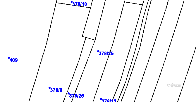 Parcela st. 378/25 v KÚ Veletov, Katastrální mapa