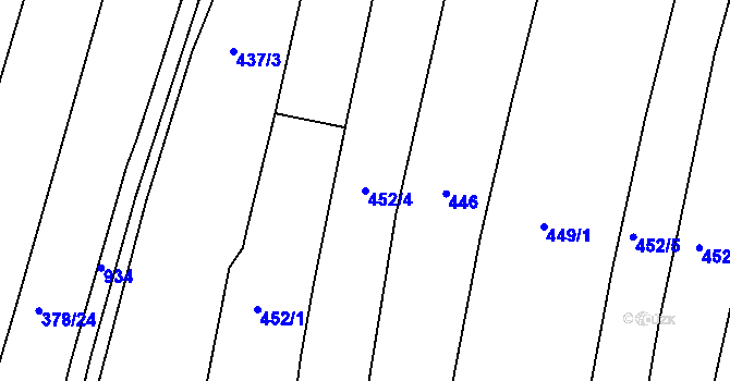 Parcela st. 452/4 v KÚ Veletov, Katastrální mapa