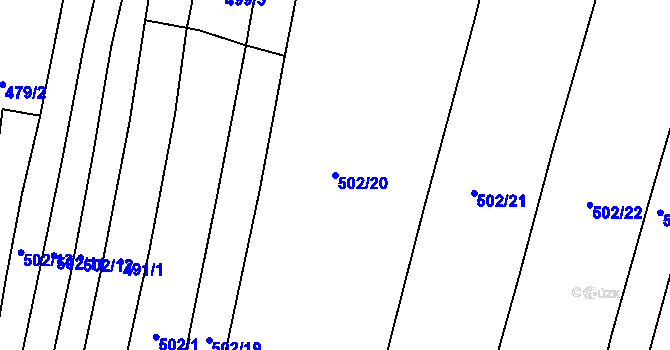 Parcela st. 502/20 v KÚ Veletov, Katastrální mapa