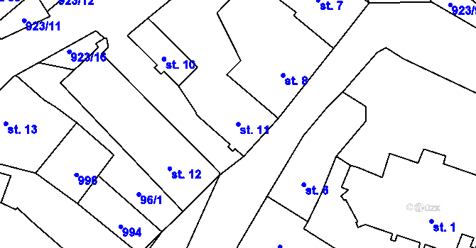 Parcela st. 11 v KÚ Velhartice, Katastrální mapa