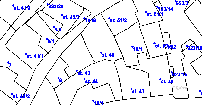 Parcela st. 45 v KÚ Velhartice, Katastrální mapa