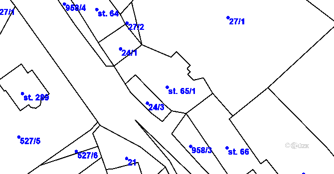 Parcela st. 65/1 v KÚ Velhartice, Katastrální mapa