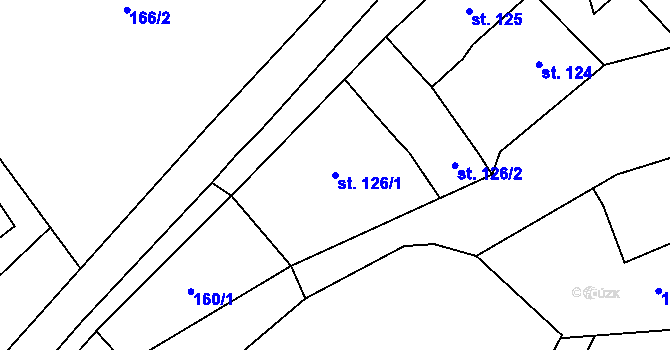 Parcela st. 126/1 v KÚ Velhartice, Katastrální mapa