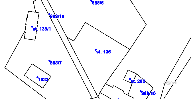 Parcela st. 136 v KÚ Velhartice, Katastrální mapa