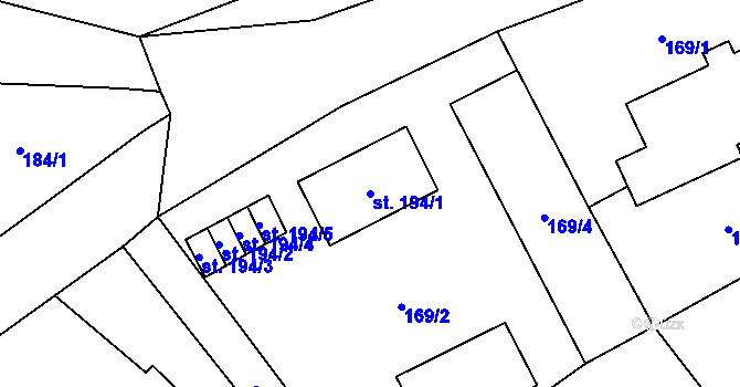 Parcela st. 194/1 v KÚ Velhartice, Katastrální mapa