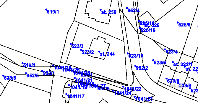 Parcela st. 244 v KÚ Velhartice, Katastrální mapa