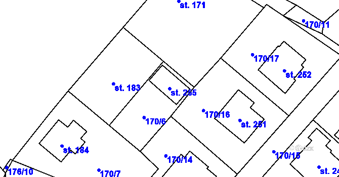 Parcela st. 255 v KÚ Velhartice, Katastrální mapa
