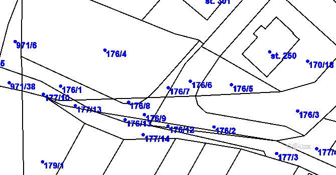 Parcela st. 176/7 v KÚ Velhartice, Katastrální mapa