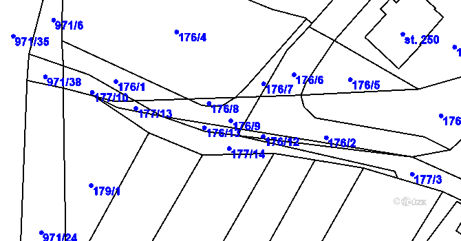 Parcela st. 176/9 v KÚ Velhartice, Katastrální mapa