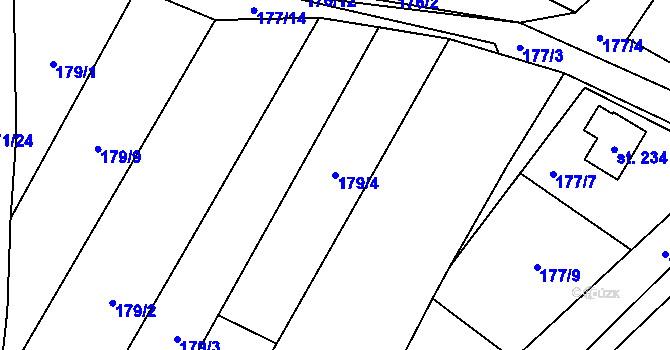 Parcela st. 179/4 v KÚ Velhartice, Katastrální mapa