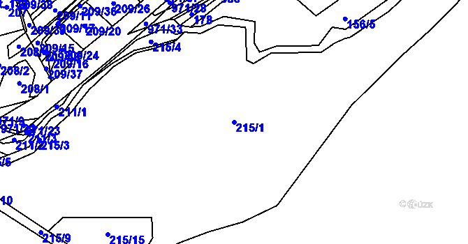 Parcela st. 215/1 v KÚ Velhartice, Katastrální mapa
