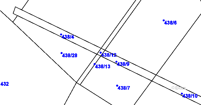 Parcela st. 438/12 v KÚ Velhartice, Katastrální mapa