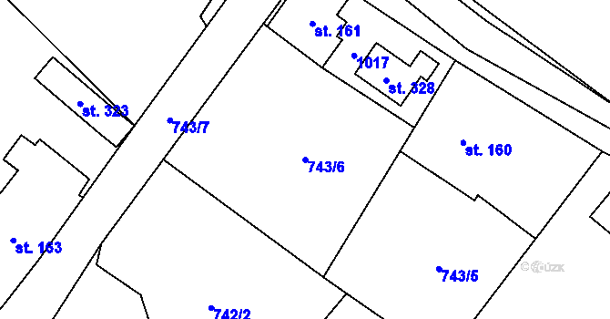 Parcela st. 743/6 v KÚ Velhartice, Katastrální mapa