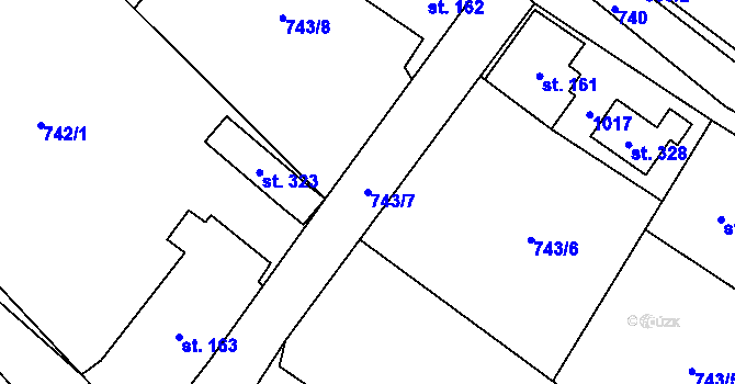 Parcela st. 743/7 v KÚ Velhartice, Katastrální mapa